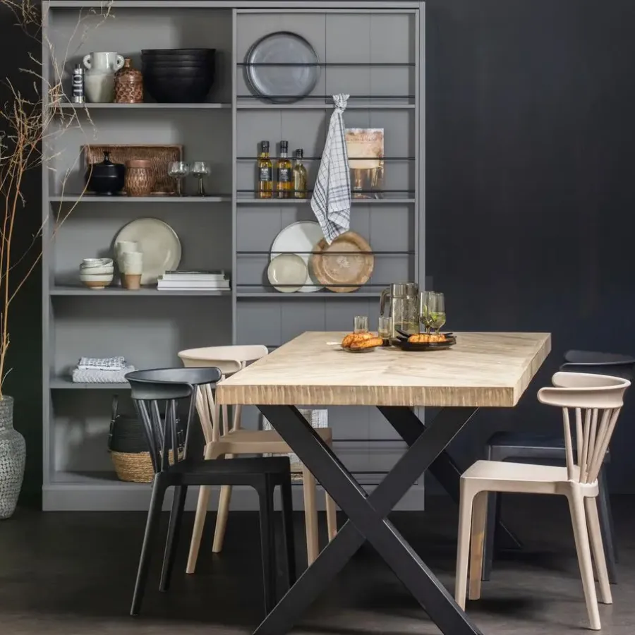 WOOOD Tablo Tafelblad - Mango Visgraat - White Wash - 5,5x200x90