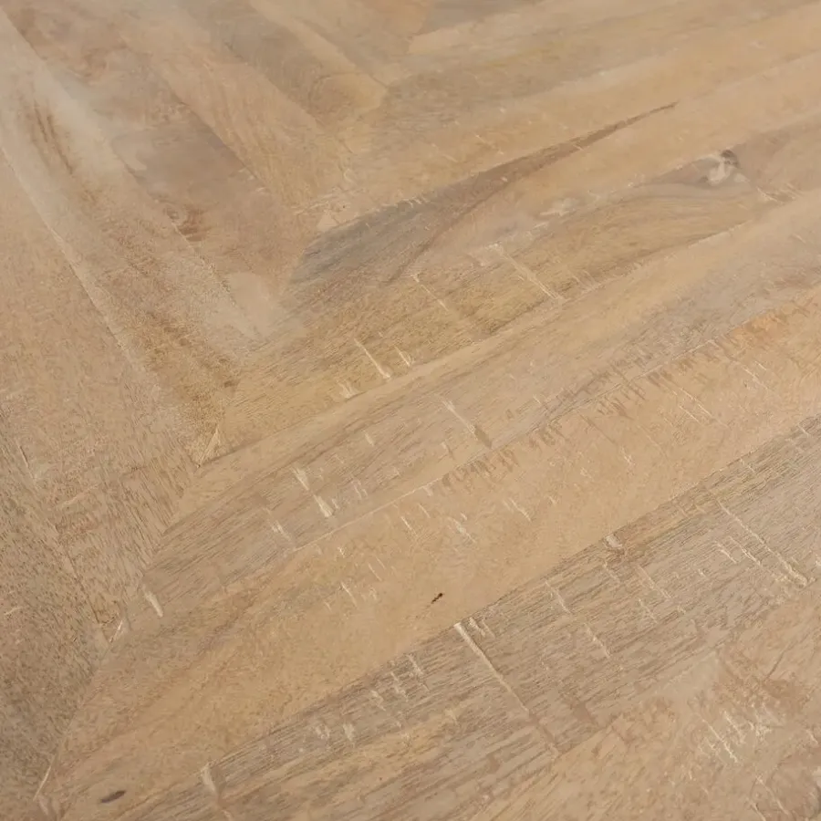 WOOOD Tablo Tafelblad - Mango Visgraat - White Wash - 5,5x200x90