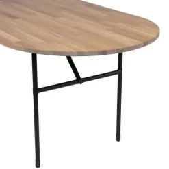 Ovale Eettafels-WOOOD Tablo Tafelblad Ovaal Incl. H-Poot - Onbehandeld - Eiken/Metaal