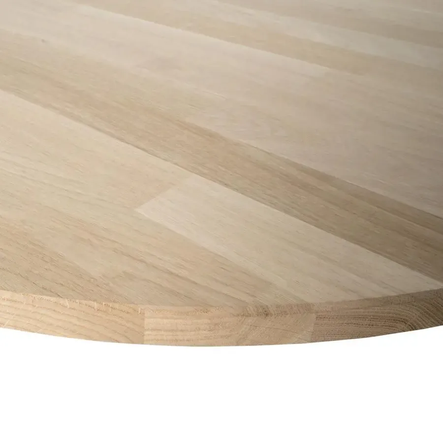 Ovale Eettafels-WOOOD Tablo Tafelblad Ovaal Incl. H-Poot - Onbehandeld - Eiken/Metaal