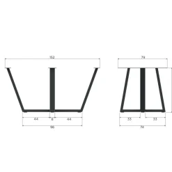 WOOOD Tablo Tafelpoot - Metaal - Zwart - 73x147x71
