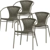 Tuinstoelen-WOOOD Weston Stoelen Buiten - Rattan/Metaal - Jungle - Set van 4