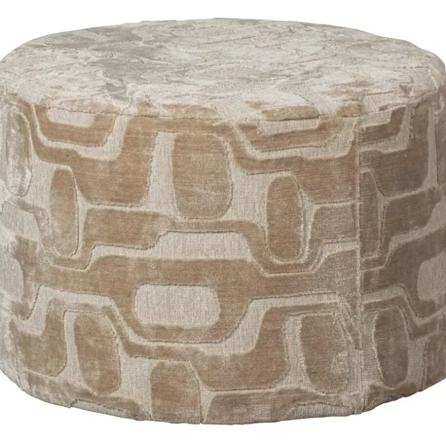 WOOOD Yago Poef - Polyester - Naturel - 43x60x60