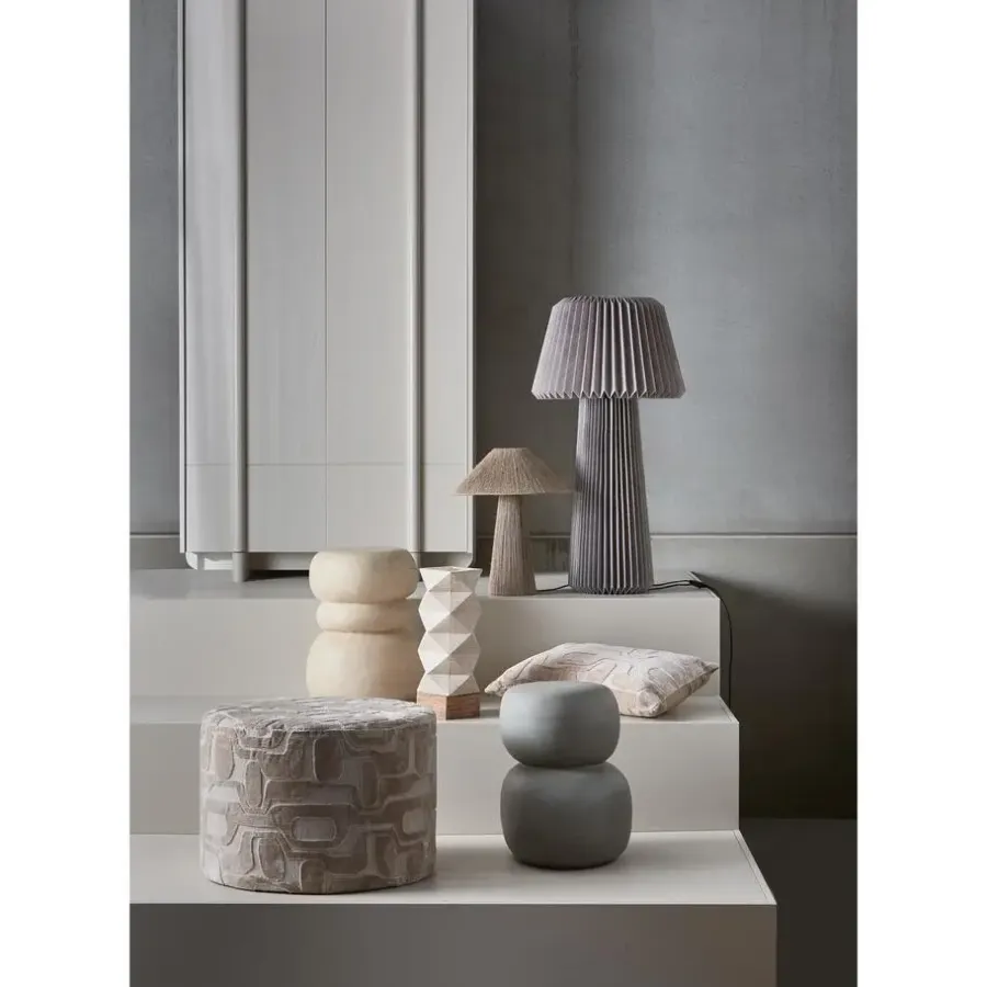 WOOOD Yago Poef - Polyester - Naturel - 43x60x60