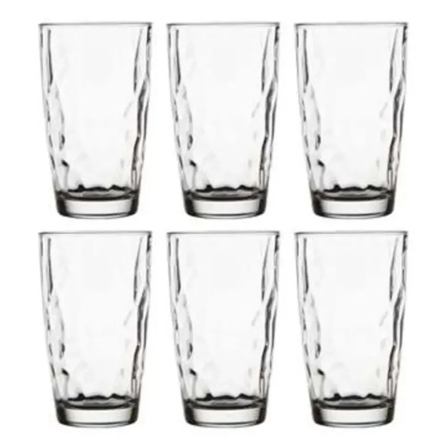 Waterglazen-Bormioli Rocco 6x Stuks tumbler waterglazen/sapglazen Diamond Dof 470 ml