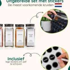 Wandrekken-XIVADA Kruidenrek met 24 potjes - Organizer lade liggend - Met labels