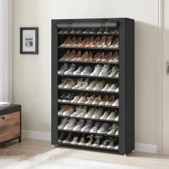 Kledingopbergers-Merkloos XXL Extra Groot Schoenenrek met 10 Niveaus - tot 54 Paar Schoenen - Zwart