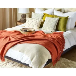 Plaids-Beliani YARSA - Plaid - Rood - 125 x 150 cm - Katoen