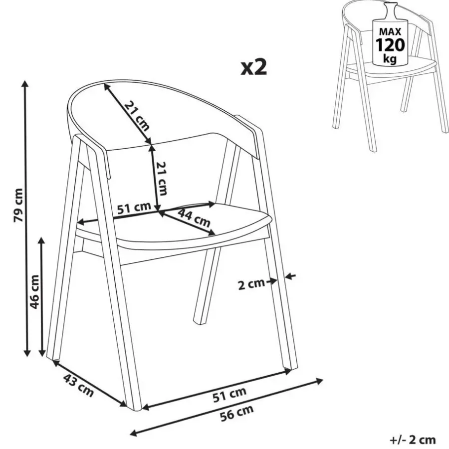 Eetkamerstoelen-Beliani YUBA - Eetkamerstoel set van 2 - Donkerhout/Groen - Fluweel