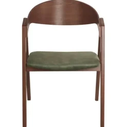 Eetkamerstoelen-Beliani YUBA - Eetkamerstoel set van 2 - Donkerhout/Groen - Fluweel