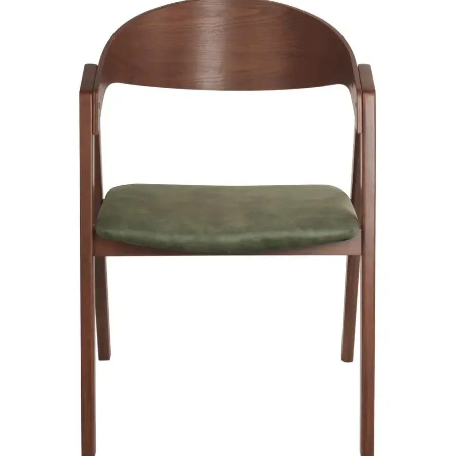 Eetkamerstoelen-Beliani YUBA - Eetkamerstoel set van 2 - Donkerhout/Groen - Fluweel
