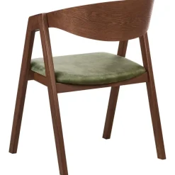 Eetkamerstoelen-Beliani YUBA - Eetkamerstoel set van 2 - Donkerhout/Groen - Fluweel