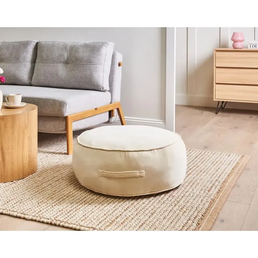 Leen Bakker YULLE - Poef - Lichtbeige - Fluweel