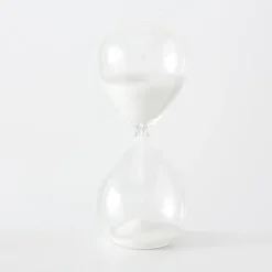 Beelden-Merkloos Zandloper - wit zand - glas - 20 cm