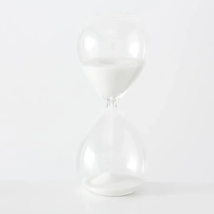 Beelden-Merkloos Zandloper - wit zand - glas - 20 cm
