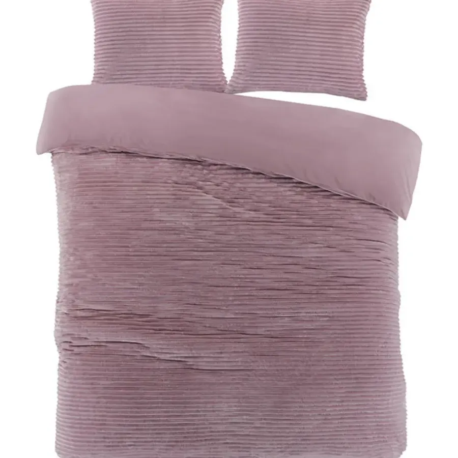 Lits-Jumeaux Dekbedovertrekken-Zavelo Dorien Rib Teddy Dekbedovertrek Roze-Lits-jumeaux (240 x 200/220 cm)