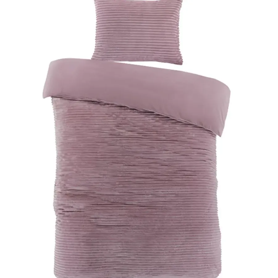 Lits-Jumeaux Dekbedovertrekken-Zavelo Dorien Rib Teddy Dekbedovertrek Roze-Lits-jumeaux (240 x 200/220 cm)
