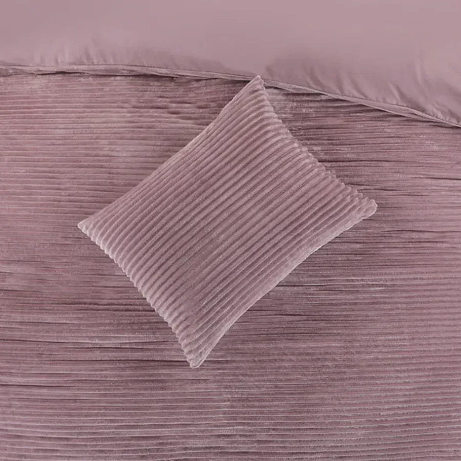 Lits-Jumeaux Dekbedovertrekken-Zavelo Dorien Rib Teddy Dekbedovertrek Roze-Lits-jumeaux (240 x 200/220 cm)