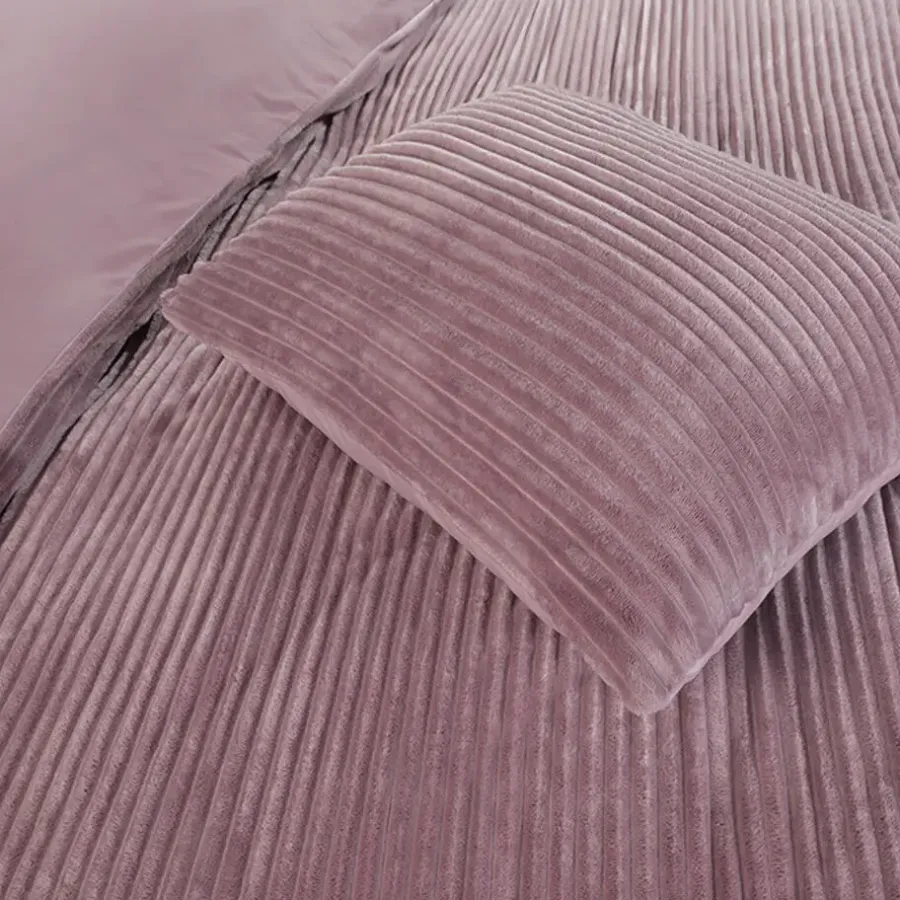 Lits-Jumeaux Dekbedovertrekken-Zavelo Dorien Rib Teddy Dekbedovertrek Roze-Lits-jumeaux (240 x 200/220 cm)