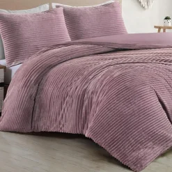 Zavelo Dorien Rib Teddy Dekbedovertrek Roze-1-persoons (140 x 200/220 cm)