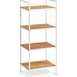 Zeller Badkamerkastje - 4 planken - wit - hout - 39 x 95 cm