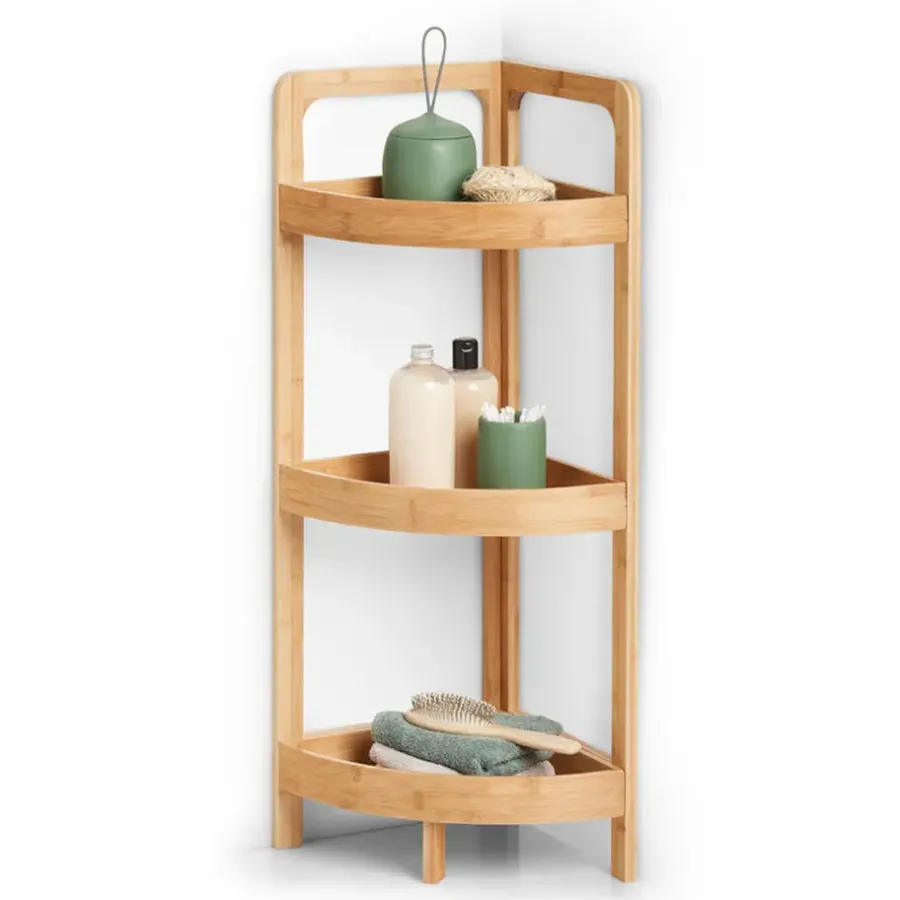 Zeller Hoekkastje/rekje - bamboe - hout - 29 x 29 x 85 cm