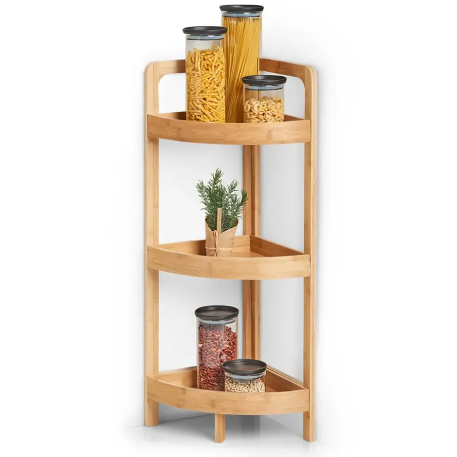 Zeller Hoekkastje/rekje - bamboe - hout - 29 x 29 x 85 cm
