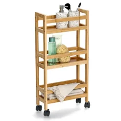 Trolleys-Zeller Keuken Trolley - met 3 niveaus - bruin - bamboe hout