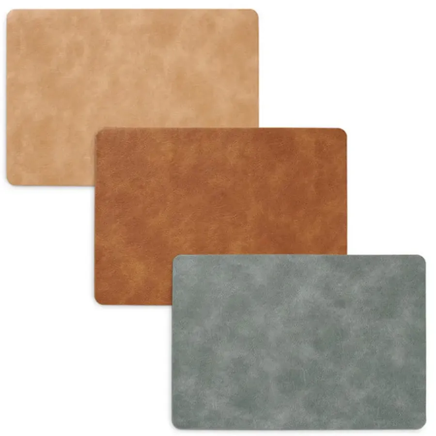 Zeller placemats lederlook - lichtbruin - 45 x 30 cm