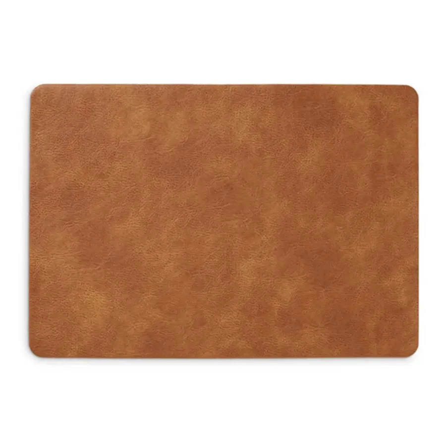 Placemats-Zeller placemats lederlook - cognac bruin - 45 x 30 cm