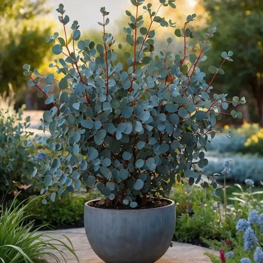 Plant in a Box Zilvereucalyptus - Eucalyptus cinerea 'Silver Dollar' - Hoogte 90-110cm - ⌀19cm