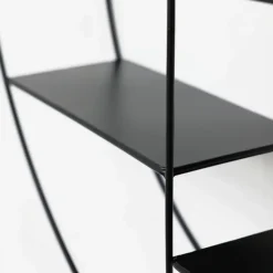 IVOL Zwart metalen wandrek met 4 plankjes - Rond - 50x10 cm