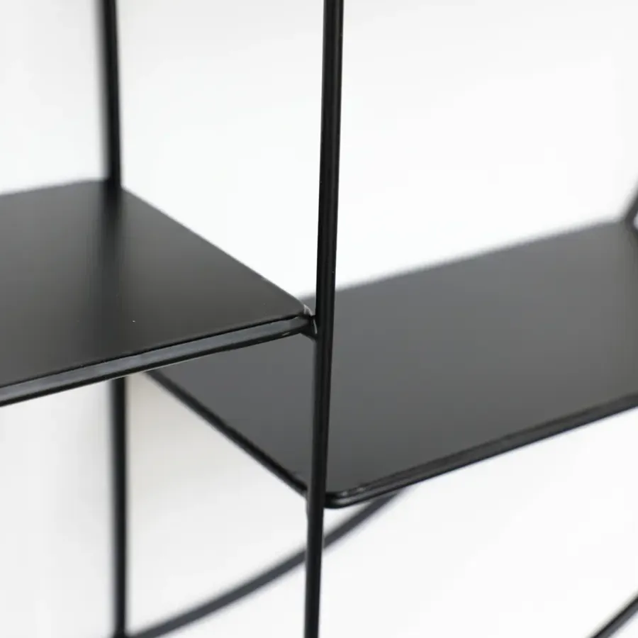 IVOL Zwart metalen wandrek met 4 plankjes - Rond - 50x10 cm