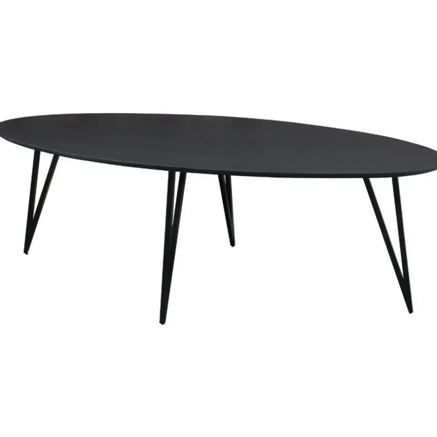 Industriële Eettafels|Ovale Eettafels-Dimehouse Zwart ovale eettafel Cesar 230x100 cm - Mangohout - Zwart