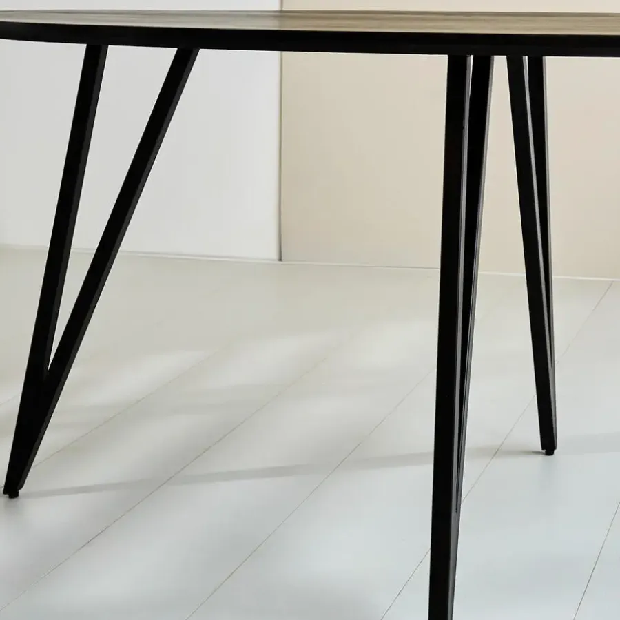 Industriële Eettafels|Ovale Eettafels-Dimehouse Zwart ovale eettafel Cesar 230x100 cm - Mangohout - Zwart