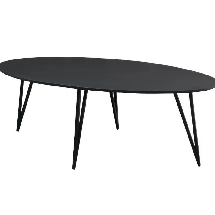 Industriële Eettafels|Ovale Eettafels-Dimehouse Zwart ovale eettafel Cesar 230x100 cm - Mangohout - Zwart