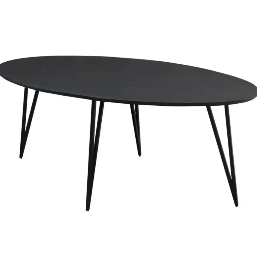 Industriële Eettafels|Ovale Eettafels-Dimehouse Zwart ovale eettafel Cesar 170x90 cm - Mangohout - Zwart