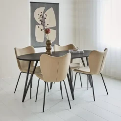 Industriële Eettafels|Ovale Eettafels-Dimehouse Zwart ovale eettafel Cesar 170x90 cm - Mangohout - Zwart