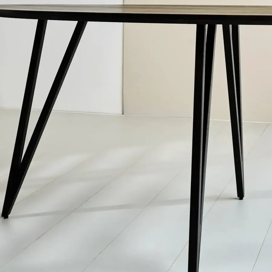Industriële Eettafels|Ovale Eettafels-Dimehouse Zwart ovale eettafel Cesar 170x90 cm - Mangohout - Zwart