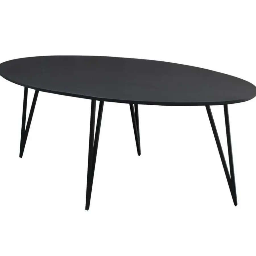 Industriële Eettafels|Ovale Eettafels-Dimehouse Zwart ovale eettafel Cesar 170x90 cm - Mangohout - Zwart