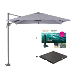 Garden Impressions Zweefparasol Hawaii S - met voet en hoes - Lichtgrijs - 250 x 250 cm
