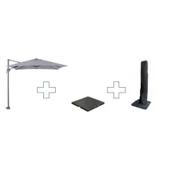 Garden Impressions Zweefparasol Hawaii S - met voet en hoes - Lichtgrijs - 250 x 250 cm