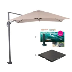 Parasols-Garden Impressions Zweefparasol Hawaii S - met voet en hoes - Ecru - 250 x 250 cm