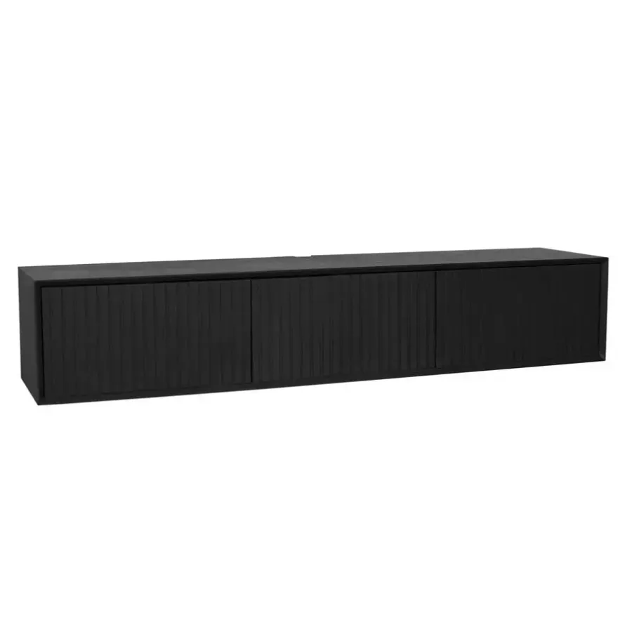 StarFurn Zwevend Tv-meubel Zwart Hout - 160x35x30cm - Madison