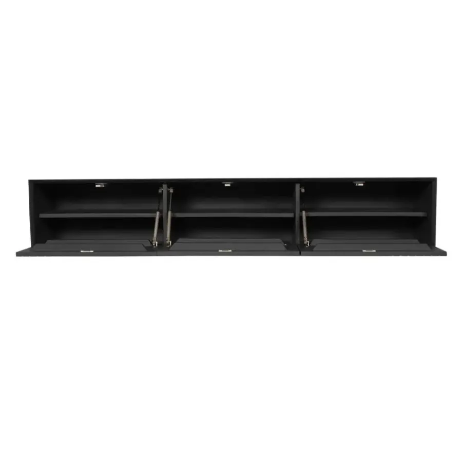 StarFurn Zwevend Tv-meubel Zwart Hout - 160x35x30cm - Madison